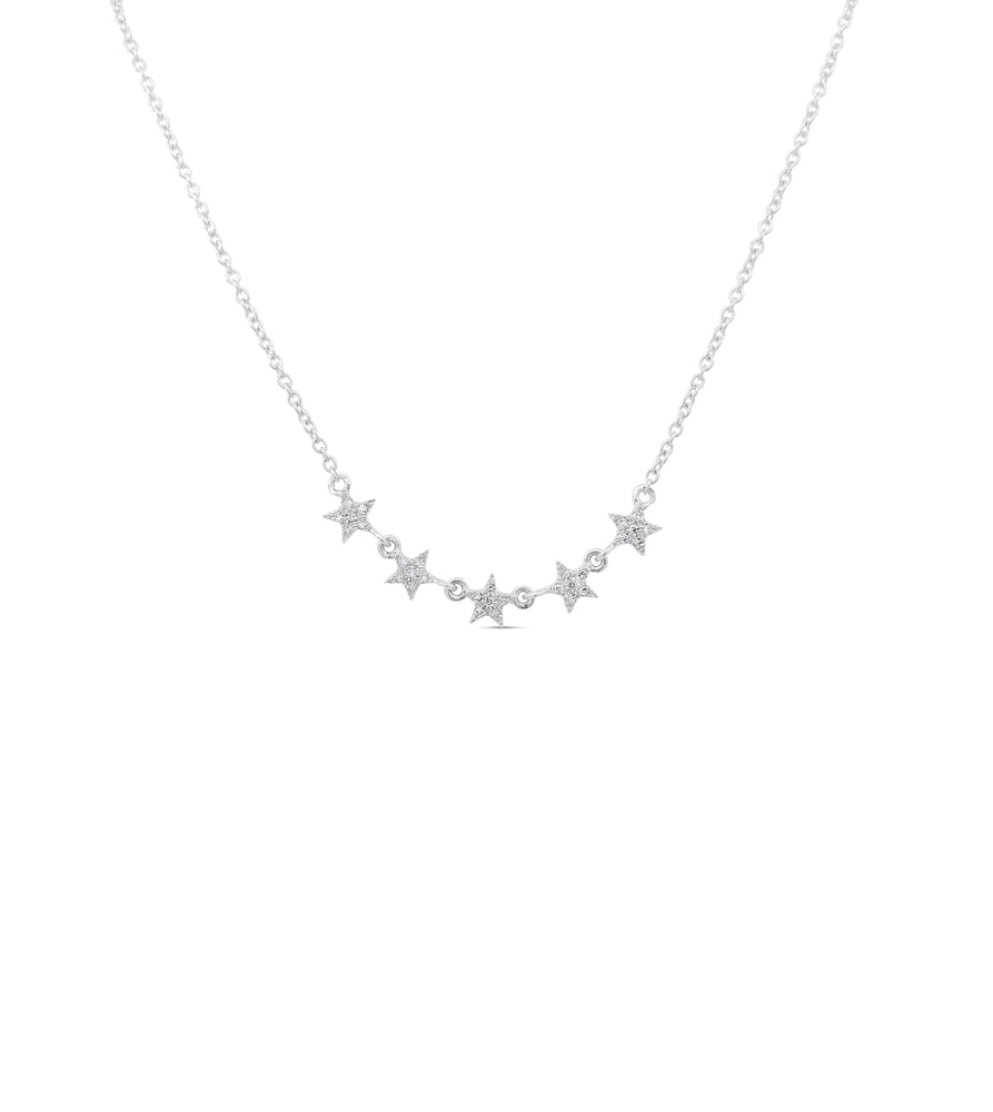 Diamond 5 Star Necklace - 14K White Gold - OLIVE & CHAIN Fine Jewelry