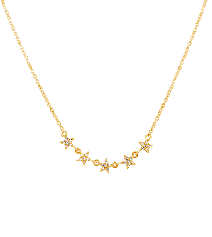 Diamond 5 Star Necklace - 14K Yellow Gold - OLIVE & CHAIN Fine Jewelry