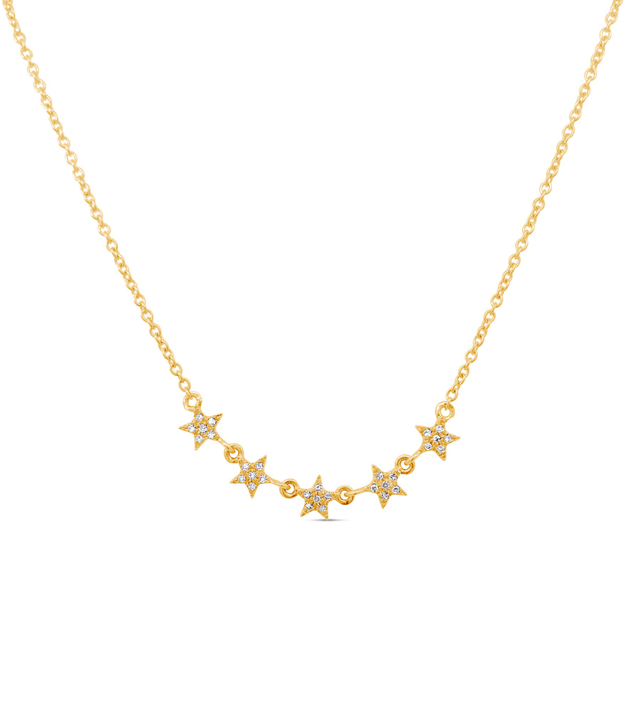 Diamond 5 Star Necklace - 14K Yellow Gold - Olive & Chain Fine Jewelry