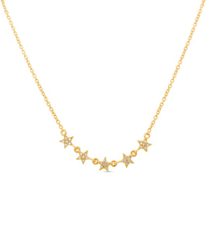 Diamond 5 Star Necklace - 14K Yellow Gold - OLIVE & CHAIN Fine Jewelry
