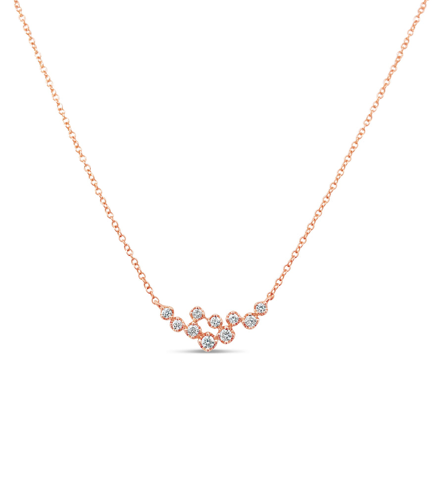 Diamond Cluster Necklace - 14K Rose Gold - OLIVE & CHAIN Fine Jewelry