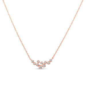 Diamond Cluster Necklace - 14K Rose Gold - OLIVE & CHAIN Fine Jewelry