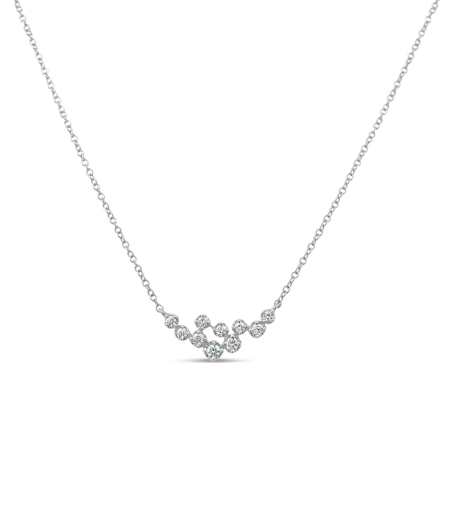 Diamond Cluster Necklace - 14K White Gold - OLIVE & CHAIN Fine Jewelry