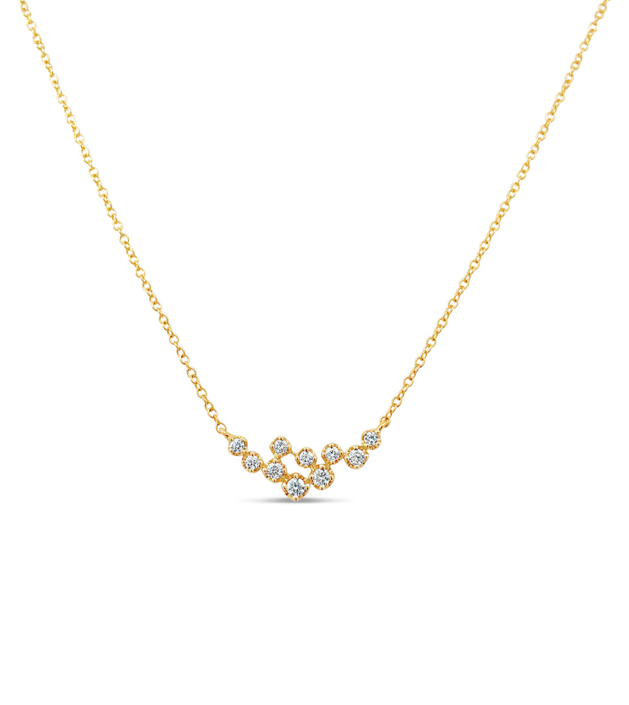 Diamond Cluster Necklace - 14K Yellow Gold - OLIVE & CHAIN Fine Jewelry