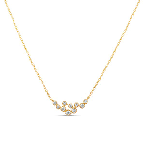 Diamond Cluster Necklace - 14K Yellow Gold - OLIVE & CHAIN Fine Jewelry