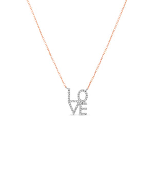 Diamond Love Block Necklace - 14K Rose Gold - OLIVE & CHAIN Fine Jewelry
