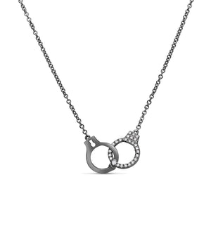 Diamond Handcuff Necklace - 14K Black Gold - OLIVE & CHAIN Fine Jewelry