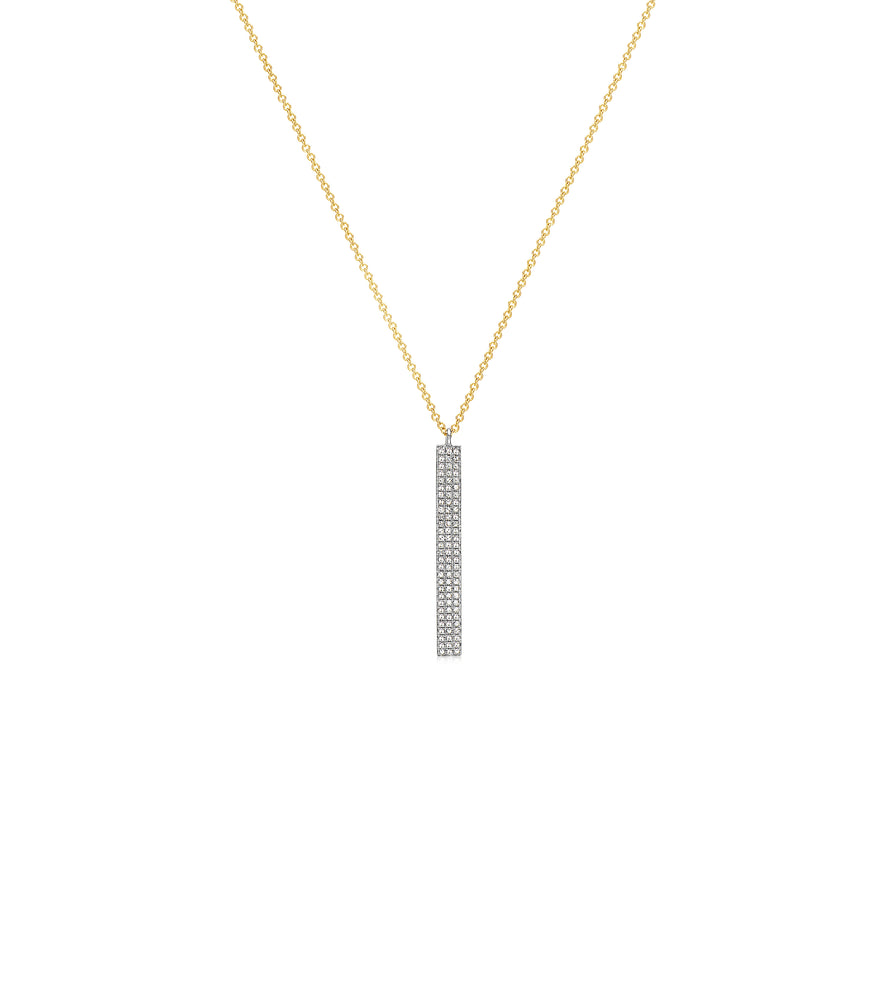 Diamond Vertical Bar Necklace - 14K Two-tone Gold - OLIVE & CHAIN Fine Jewelry