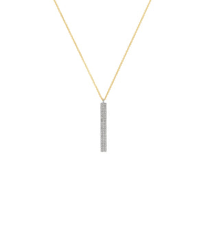 Diamond Vertical Bar Necklace - 14K Two-tone Gold - OLIVE & CHAIN Fine Jewelry