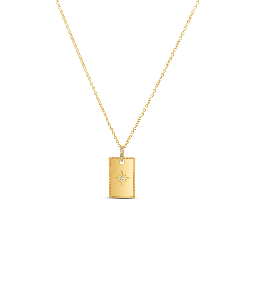 Diamond North Star Rectangle Necklace - 14K  - Olive & Chain Fine Jewelry