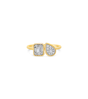 Diamond Cluster Toi et Moi Ring - 14K  - Olive & Chain Fine Jewelry
