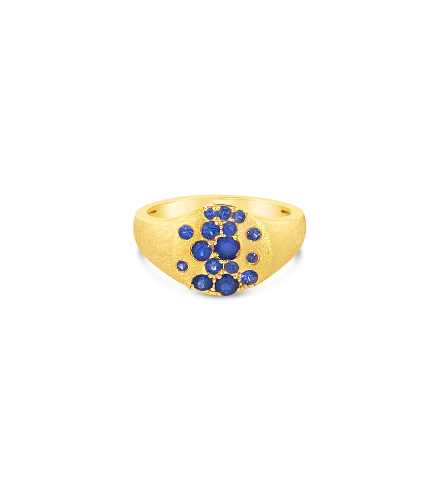 Sapphire Celestial Pinky Ring - 14K Yellow Gold / 3.5 - Olive & Chain Fine Jewelry