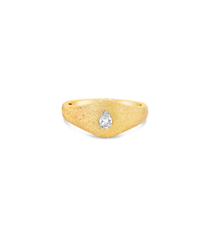 Diamond Pear Signet Ring - 14K  - Olive & Chain Fine Jewelry