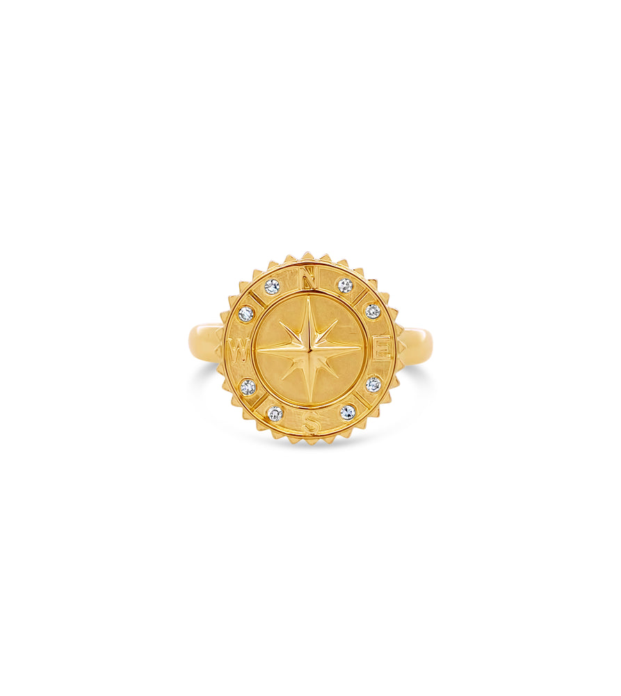 Diamond Compass Medallion Ring