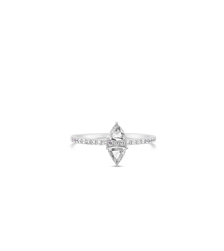 Rose Cut Trillion Diamond North South Ring - 14K White Gold / 6 - Olive & Chain Fine Jewelry