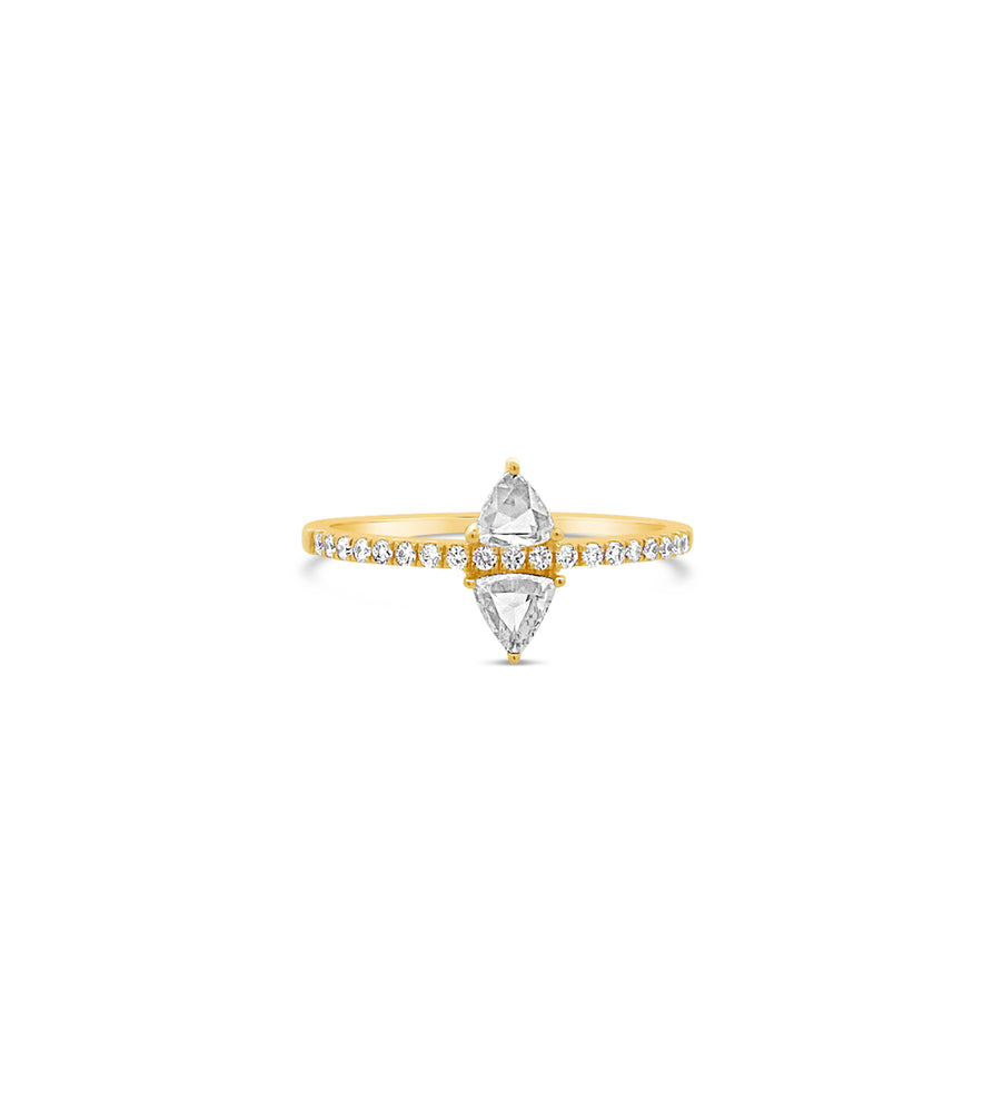 Rose Cut Trillion Diamond North South Ring - 14K Yellow Gold / 6 - Olive & Chain Fine Jewelry