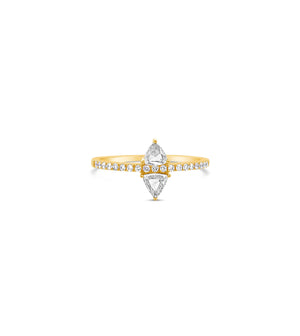 Rose Cut Trillion Diamond North South Ring - 14K Yellow Gold / 6 - OLIVE & CHAIN Fine Jewelry