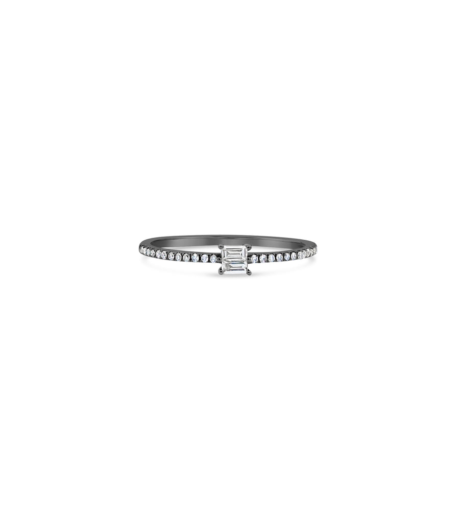 Diamond Baguette Stackable Ring - 14K Black Gold / 5.5 - Olive & Chain Fine Jewelry