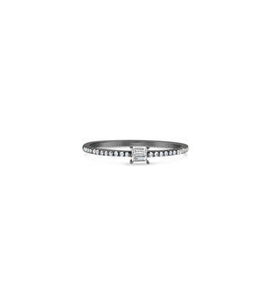 Diamond Baguette Stackable Ring - 14K Black Gold / 5.5 - Olive & Chain Fine Jewelry