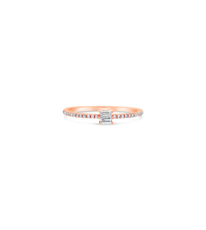 Diamond Baguette Stackable Ring - 14K Rose Gold / 5.5 - Olive & Chain Fine Jewelry