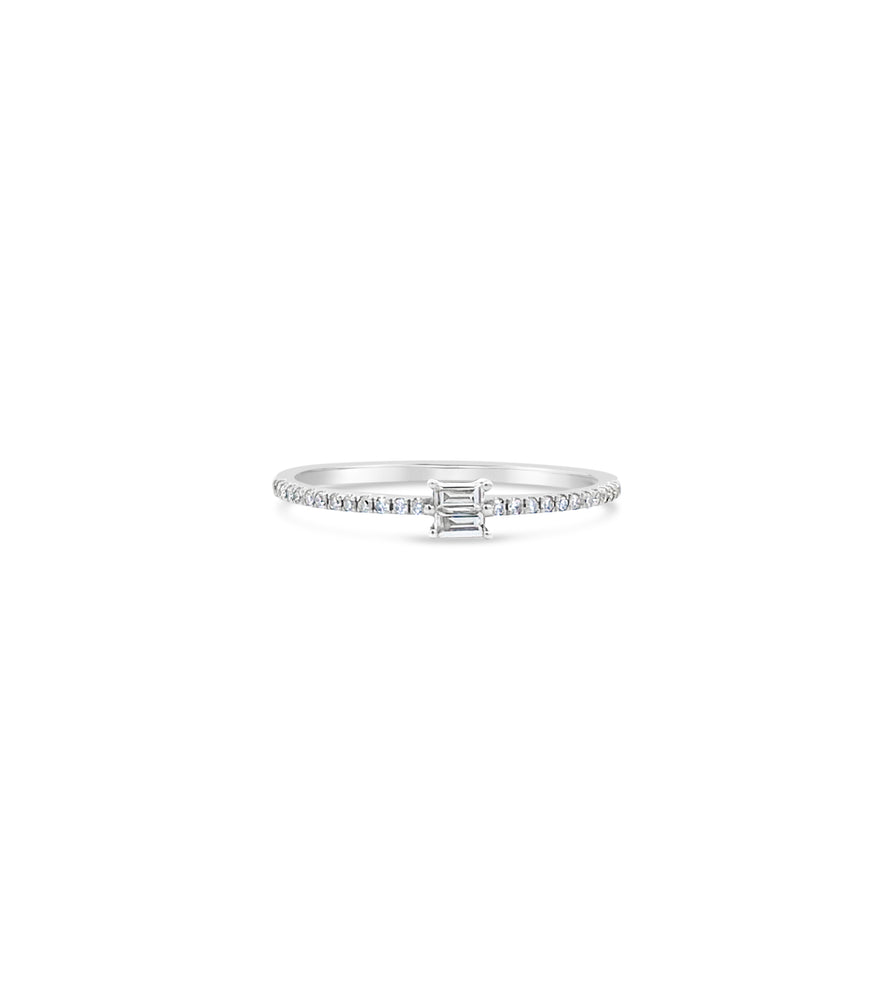 Diamond Baguette Stackable Ring - 14K White Gold / 5.5 - Olive & Chain Fine Jewelry