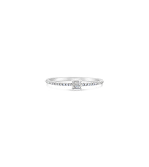 Diamond Baguette Stackable Ring - 14K White Gold / 5.5 - Olive & Chain Fine Jewelry