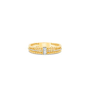 Diamond Baguette & Bead Ring - 14K - OLIVE & CHAIN Fine Jewelry
