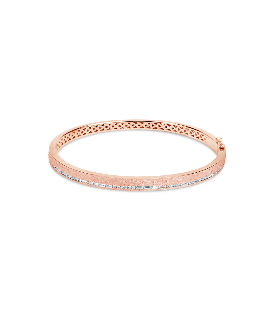 Diamond Channel Bangle - 14K Rose Gold - Olive & Chain Fine Jewelry