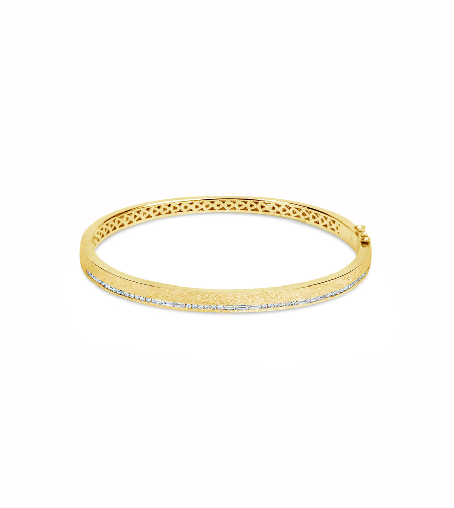 Diamond Channel Bangle - 14K Yellow Gold - Olive & Chain Fine Jewelry