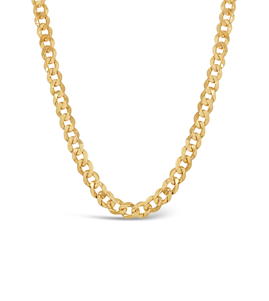 Gold Plated Silver Curb Chain Necklace - 14K  - Olive & Chain Fine Jewelry