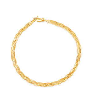 14k Gold Braided Herringbone Chain Bracelet - 14K  - Olive & Chain Fine Jewelry