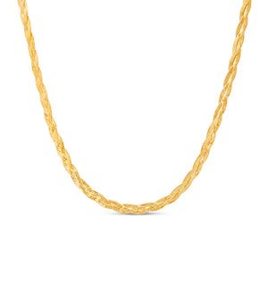 14k Gold Braided Herringbone Chain Necklace - 14K - OLIVE & CHAIN Fine Jewelry