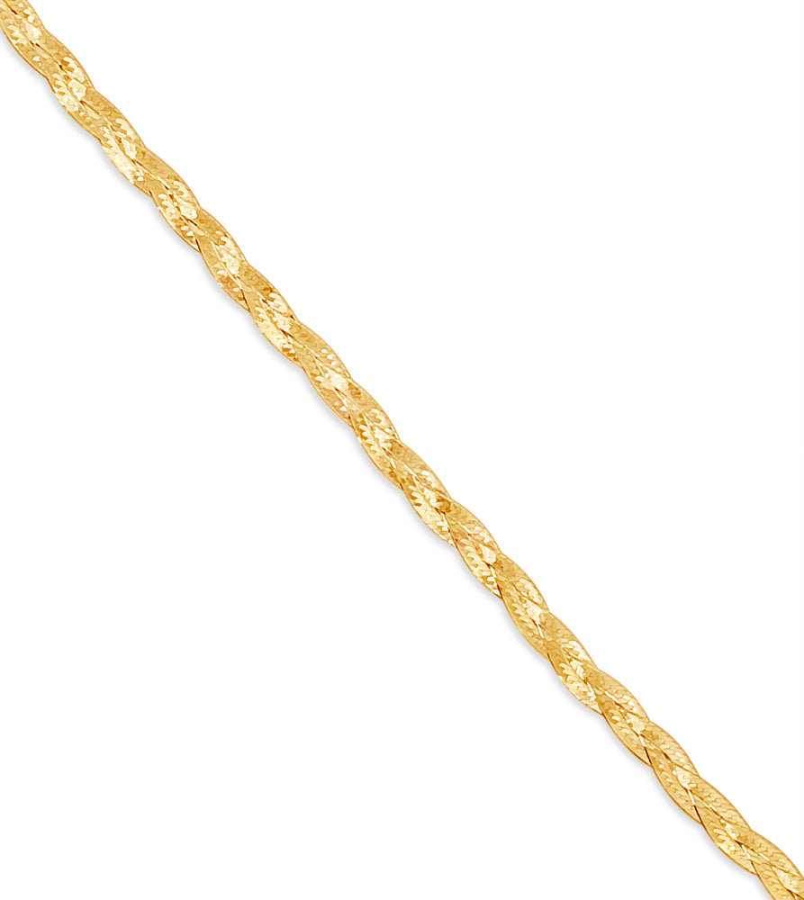 14k Gold Braided Herringbone Chain Necklace - 14K - OLIVE & CHAIN Fine Jewelry