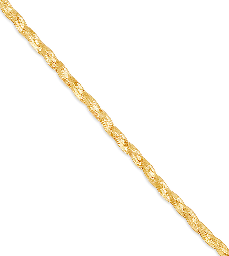 14k Gold Braided Herringbone Chain Necklace - 14K  - Olive & Chain Fine Jewelry