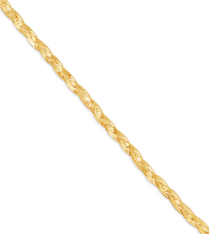 14k Gold Braided Herringbone Chain Necklace - 14K - OLIVE & CHAIN Fine Jewelry