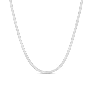 14k White Gold Herringbone Chain Necklace - 14K  - Olive & Chain Fine Jewelry
