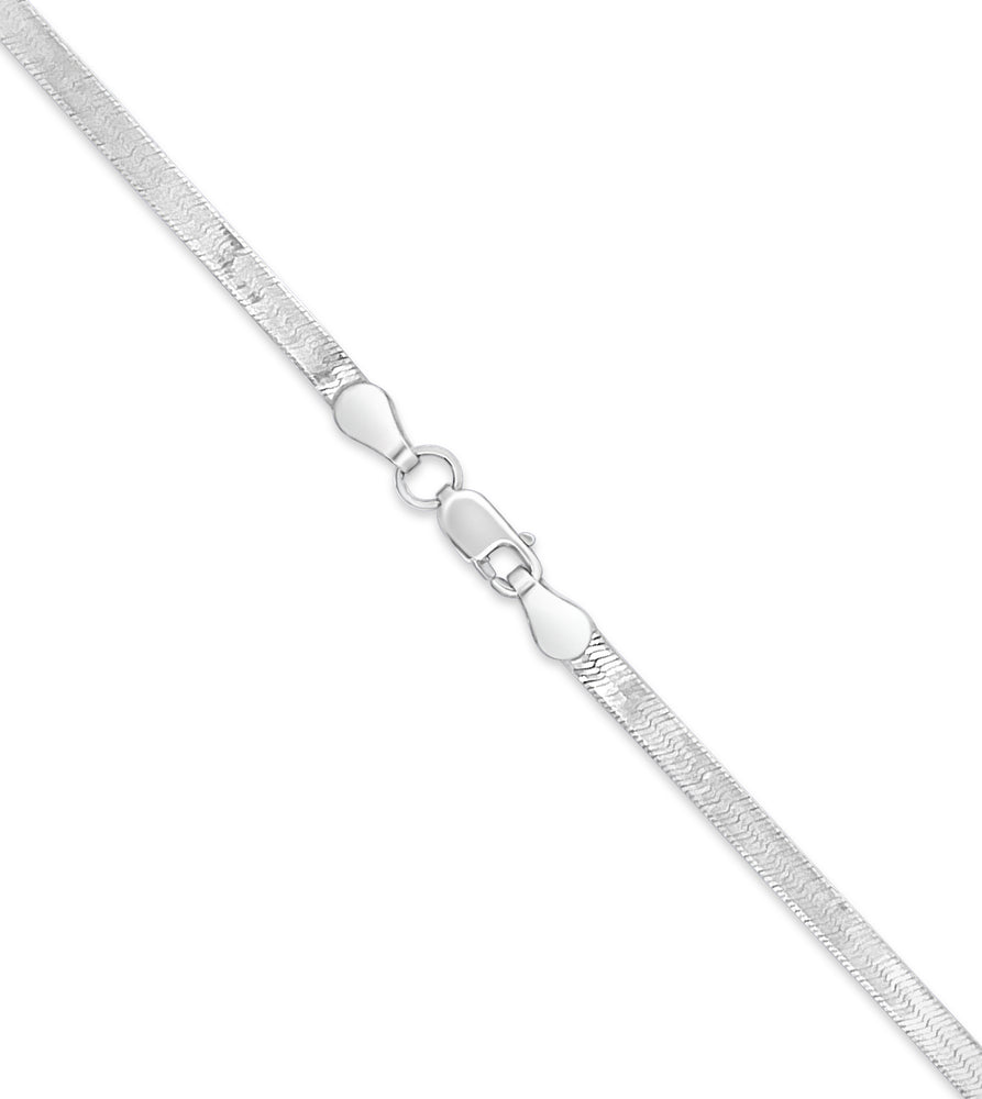 14k White Gold Herringbone Chain Necklace - 14K  - Olive & Chain Fine Jewelry