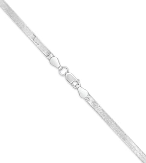 14k White Gold Herringbone Chain Necklace - 14K  - Olive & Chain Fine Jewelry
