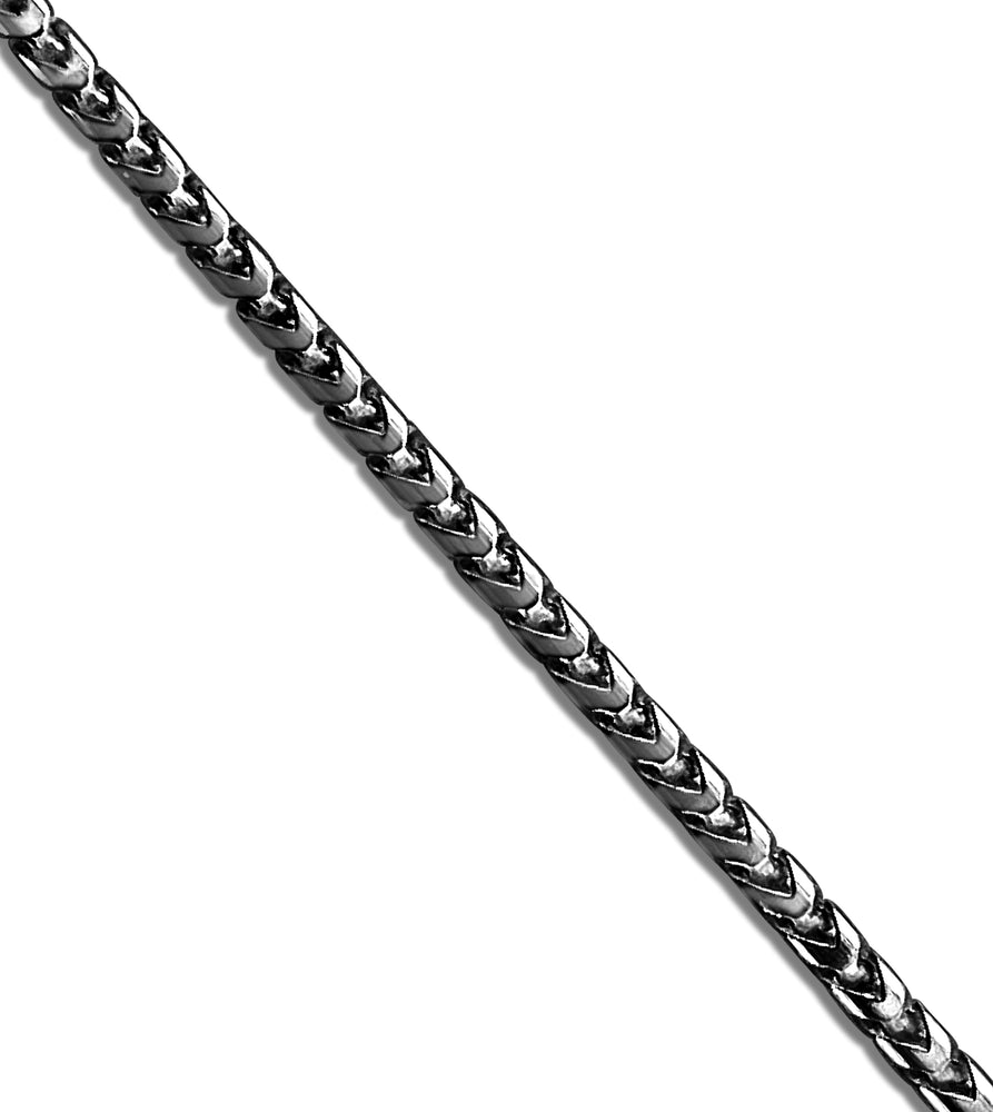 Black Silver Franco Chain Necklace - 14K  - Olive & Chain Fine Jewelry