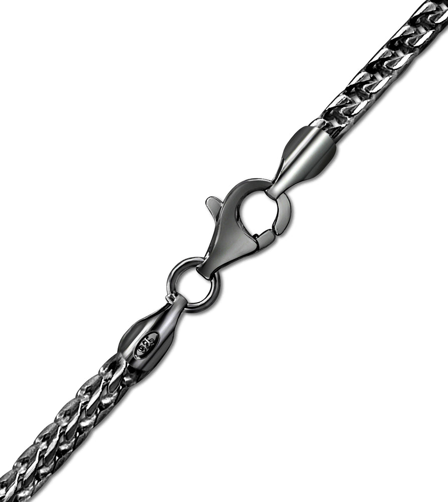 Black Silver Franco Chain Necklace - 14K  - Olive & Chain Fine Jewelry