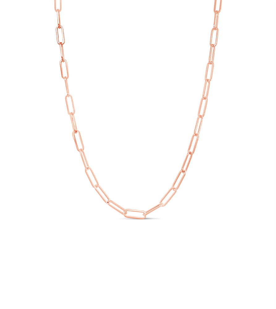 14K Rose Gold Paperclip Chain Necklace - 14K  - Olive & Chain Fine Jewelry