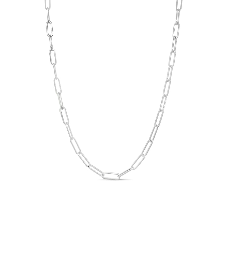 14K White Gold Paperclip Chain Necklace - 14K  - Olive & Chain Fine Jewelry