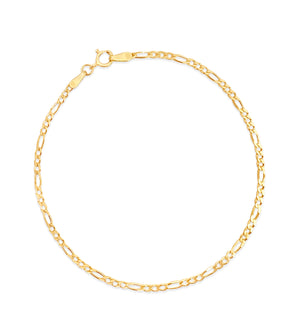 14k Gold Figaro Link Chain Bracelet - 14K Yellow Gold / 2mm / 7 inch - OLIVE & CHAIN Fine Jewelry