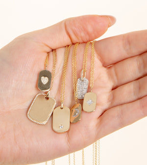 Diamond North Star Dog Tag Necklace - 14K - OLIVE & CHAIN Fine Jewelry