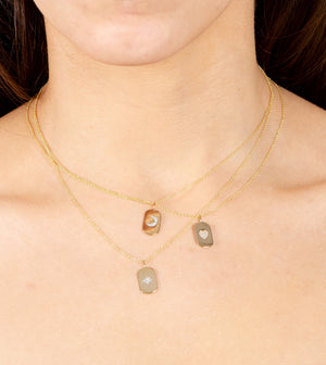 Diamond North Star Dog Tag Necklace - 14K - OLIVE & CHAIN Fine Jewelry