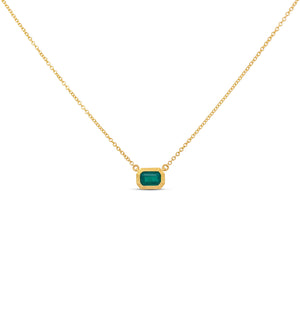 Emerald Bezel Necklace - 14K - OLIVE & CHAIN Fine Jewelry