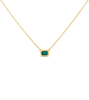 Emerald Bezel Necklace - 14K  - Olive & Chain Fine Jewelry