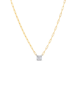 Diamond Emerald Cut Cluster Necklace - 14K  - Olive & Chain Fine Jewelry
