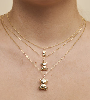 14k Gold Teddy Bear Necklace - 14K - OLIVE & CHAIN Fine Jewelry