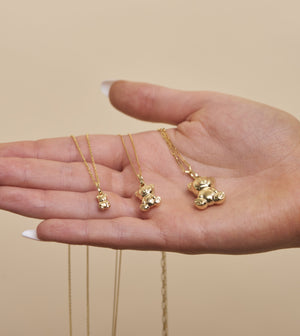14k Gold Teddy Bear Necklace - 14K  - Olive & Chain Fine Jewelry